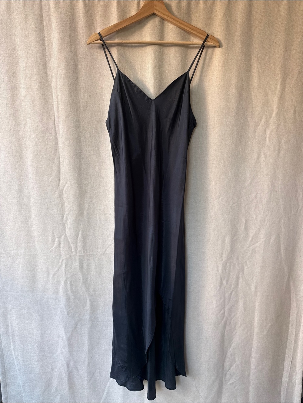 Navy Blue Slip Maxi Dress with Spaghetti Straps